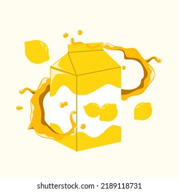 Fruit juice, lemon. Fresh fruits. Fruit splashes close up. Vector illustration.