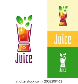 Fruit Juice logo concept with glass straw and orange fruit illustration for summer brand  identity  