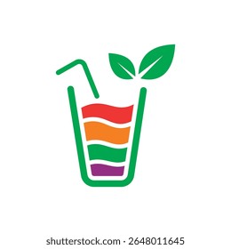 Fruit juice logo design. Drink cup with fruit concept. Fresh juice and healthy for vegetarian
