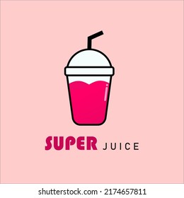 Fruit juice logo. Fresh drink logo. Vector illustration in a flat style