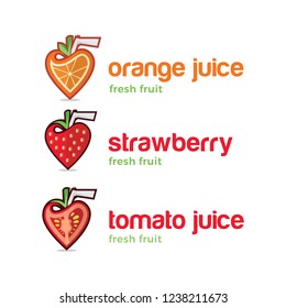 fruit juice logo set
