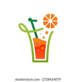 Modelo de logotipo de suco de fruta sobre fundo branco. Modelo de design de logotipo de suco fresco