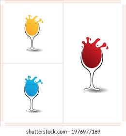 fruit juice minimal vector illustration, wine glass, juice splash, vector art