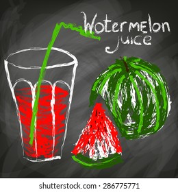 Fruit juice on the chalkboard