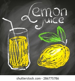 Fruit juice on the chalkboard