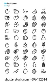 Fruit and Juice Outline Vector Icons