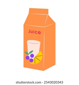 Sumo de fruta em embalagem plana. Bebida fresca em recipiente de cartão. Ilustração vetorial isolada.