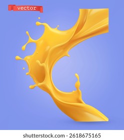 Fruit juice splash, 3d realistic vector