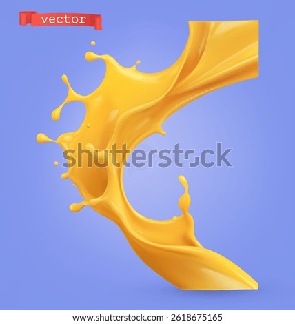 Fruit juice splash, 3d realistic vector