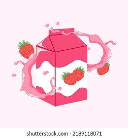 Fruit juice, strawberry. Fresh fruits. Fruit splashes close up. Vector illustration.