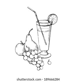 Fruit juice, Vector hand drawing
