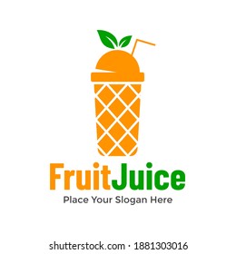 Fruit juice vector logo template. This design use pineapple symbol.