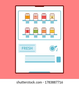 Fruit juice vending machine. Cartoon fruit juice. Summer vacation. Cute fruit juice style. Fruit juice icon. Illustration vector.
