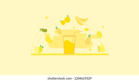 fruit juice. yellow. Vector Illustration, Suitable For Wallpaper, Banner, Background, Card, Book Illustration, Web Landing
