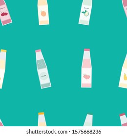 Fruit juices in bottles seamless repeat pattern for wrapping paper,wallpaper,background,home decor,textile.