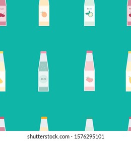 Fruit juices in bottles seamless repeat pattern for wrapping paper,wallpaper,background,home decor,textile.