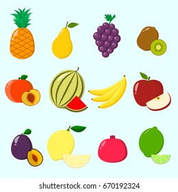 Fruit juicy and ripe collected in a set of icons. / Fruits, a set of icons.