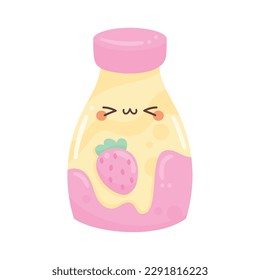 Fruit kawaii drink bottle over white