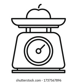Fruit kitchen scales icon. Outline fruit kitchen scales vector icon for web design isolated on white background