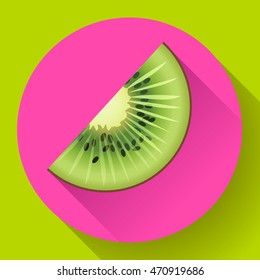 Fruit kiwi icon flat style with long shadow