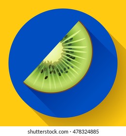 Fruit kiwi icon flat style with long shadow