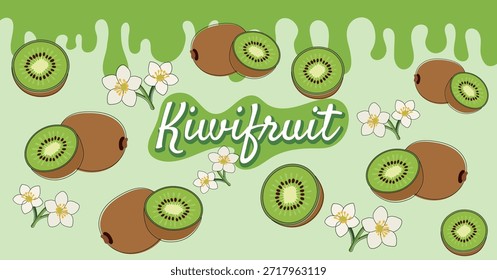 Padrão de embalagem de ilustração de kiwi de frutas
