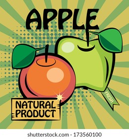 Fruit label, Apple, vector illustration