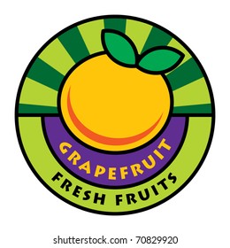 Fruit label, grapefruit, vector illustration