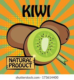 Fruit label, Kiwi, vector illustration