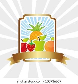 Fruit label on bottom lines, vector illustration