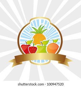 Fruit label on bottom lines, vector illustration