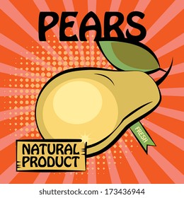 Fruit label, Pears, vector illustration