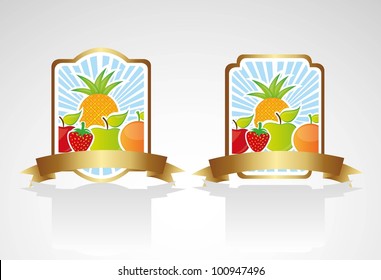 Fruit label set on bottom lines, vector illustration