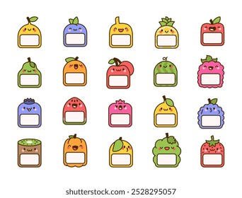 Fruit label with space for writing. Blank product tag. Hand drawn style. Vector drawing. Collection of design elements.