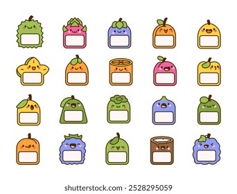 Fruit label with space for writing. Blank product tag. Hand drawn style. Vector drawing. Collection of design elements.