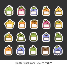 Fruit label with space for writing. Sticker Bookmark. Blank product tag. Hand drawn style. Vector drawing. Collection of design elements.