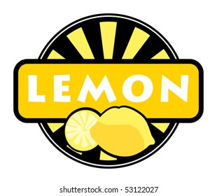 Fruit label or stamp - lemon, vector illustration