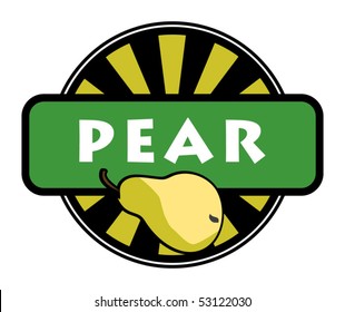 Fruit label or stamp - pear, vector illustration