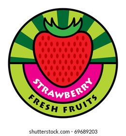 Fruit Label Strawberry Vector Illustration Stock Vector (Royalty Free ...