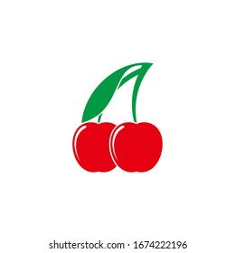 Fruchtetikett, geometrisches Motiv für süße Kirschen, Logo Vektorillustration