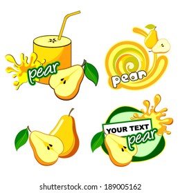 Fruit labels design. Vector pear.