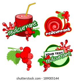 Fruit labels design. Vector redcurrant.