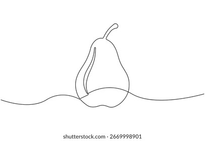 Fruit with leaf. Continuous one line drawing, vector.