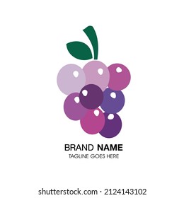 fruit leaf logo symbol icon. Wine grape logotype. Health fresh 