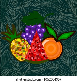 Fruit leaves green color background wallpaper illustration