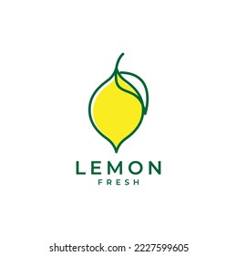 fruit lemon abstract lines logo design vector