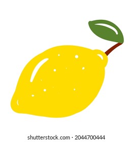 Fruit lemon flat vector illustration. Isolated object on white background. Good for poster, icon, design element, party invitation, sticker, card, gift.