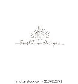 Fruit lemon fresh lines art logo design vector symbol icon illustration. Line drawing. Lemon lime fruit