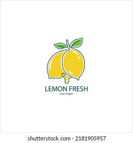 línea fresca de limón fruta arte diseño de logotipo colorido símbolo vectorial ilustración de icono