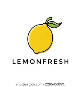 fruit lemon fresh lines art colorful logo design vector symbol icon illustration